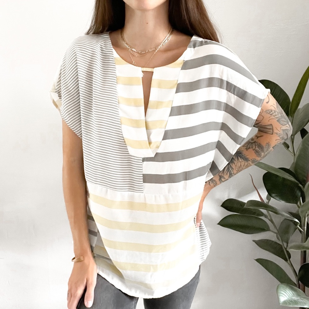 Anthropologie One September Striped Flowy Tee